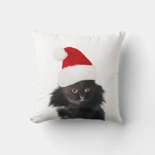 ZWARTE EN WITTE CHRISTMAS CAT MET SANTA CLAUS PET KUSSEN