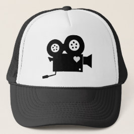 ZWARTE EN WITTE CINECAMERA EN HART TRUCKER PET