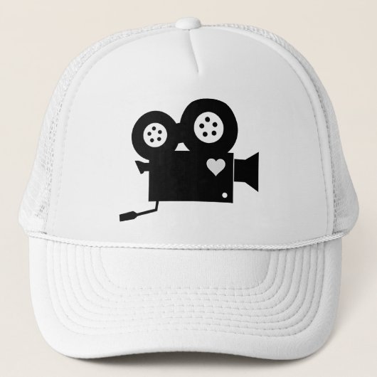 ZWARTE EN WITTE CINECAMERA EN HART TRUCKER PET (Voorkant)