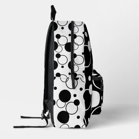 Zwarte en witte cirkel bedrukte rugzak (Links)