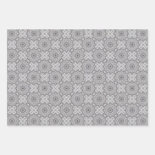 Zwarte en witte cirkel Mandala Inpakpapier Vel (Voorkant 2)