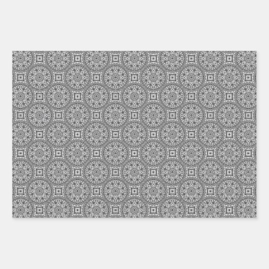 Zwarte en witte cirkel Mandala Inpakpapier Vel (Voorkant)