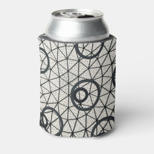 Zwarte en witte cirkels blikjeskoeler (Blikje Achterkant)