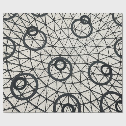 Zwarte en witte cirkels cadeaupapier (Vlak)