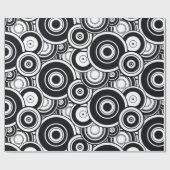Zwarte en witte cirkels cadeaupapier (Vlak)