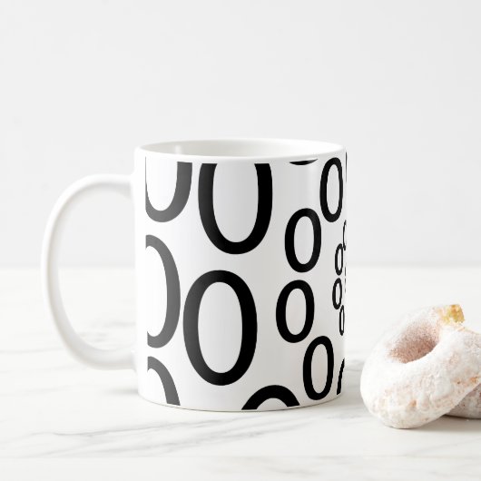 Zwarte en Witte Cirkels Geometrisch Koffiemok (Met donut)