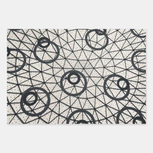 Zwarte en witte cirkels inpakpapier vel (Voorkant 3)