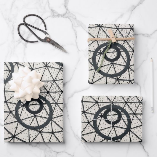 Zwarte en witte cirkels inpakpapier vel (Voorkant)