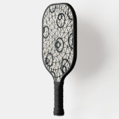 Zwarte en witte cirkels pickleball paddle (Links)