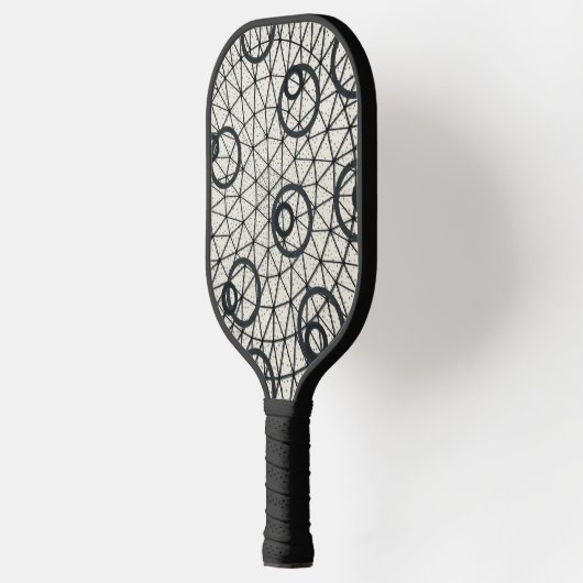 Zwarte en witte cirkels pickleball paddle (Links)