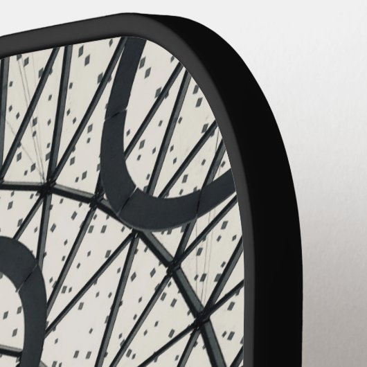 Zwarte en witte cirkels pickleball paddle (Links Detail)