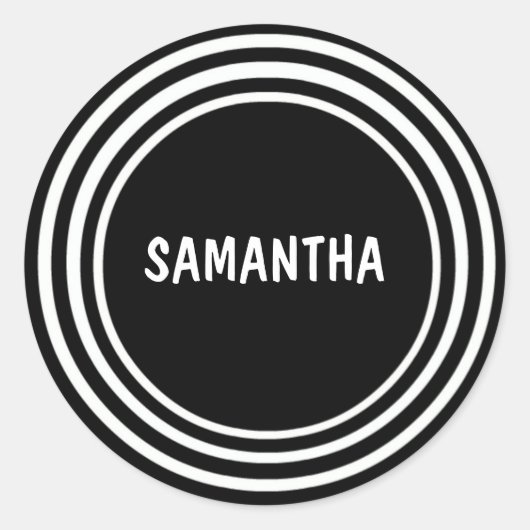Zwarte en witte cirkels ronde sticker (Voorkant)