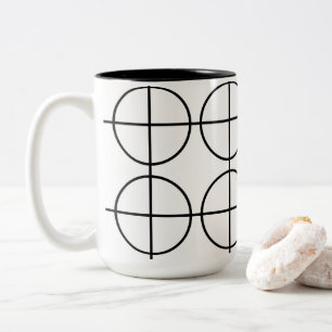 Zwarte en witte cirkels Stripes Geometrisch Tweekleurige Koffiemok