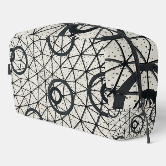 Zwarte en witte cirkels toilettasje (Rechterhoek)