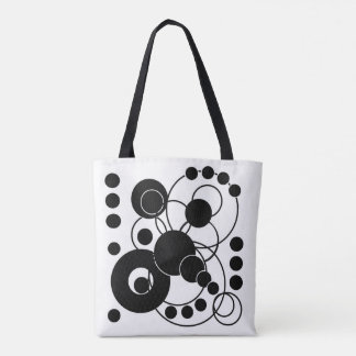 Zwarte en witte cirkels tote bag