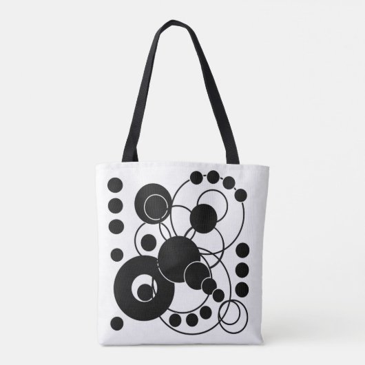 Zwarte en witte cirkels tote bag (Achterkant)