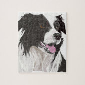 zwarte en witte collie bruine ogen legpuzzel (Verticaal)