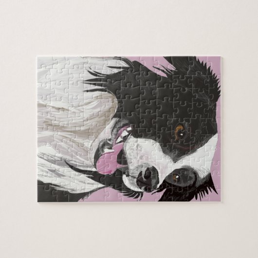 zwarte en witte collie bruine ogen legpuzzel (Horizontaal)