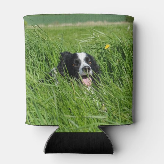 Zwarte en witte collie in Grass Blikjeskoeler (Achterkant)