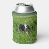 Zwarte en witte collie in Grass Blikjeskoeler (Blikje Achterkant)