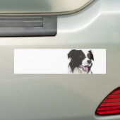 Zwarte en witte collie met bruine ogen Bumper Stic Bumpersticker (Op auto)