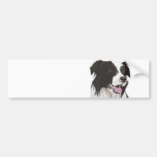 Zwarte en witte collie met bruine ogen Bumper Stic Bumpersticker (Voorkant)