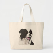 Zwarte en witte collie met bruine ogen grote tote bag (Voorkant)