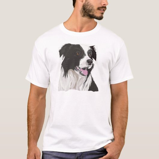 Zwarte en witte collie met bruine ogen t-shirt (Voorkant)