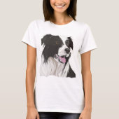 Zwarte en witte collie met bruine ogen t-shirt (Voorkant)