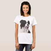 Zwarte en witte collie met bruine ogen t-shirt (Voorkant volledig)