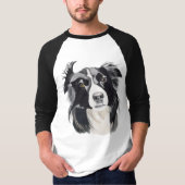 Zwarte en witte collie met bruine ogen t-shirt (Voorkant)