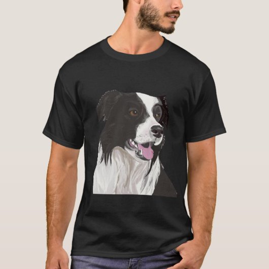 Zwarte en witte collie met bruine ogen t-shirt (Voorkant)