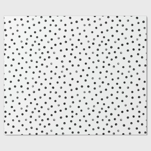 Zwarte en witte Confetti Stippen Cadeaupapier (Vlak)