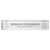 Zwarte en witte Confetti Stippen Naambordje (Voorkant)