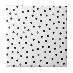 Zwarte en witte Confetti Stippen Tegeltje