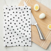 Zwarte en witte Confetti Stippen Theedoek (Quarter Fold)