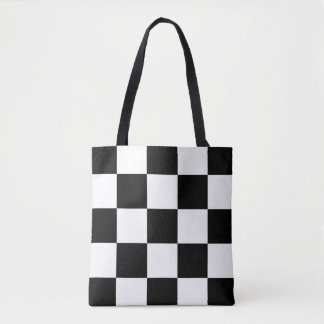 ZWARTE EN WITTE CONTROLEPATROON TOTE BAG