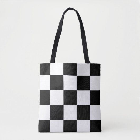 ZWARTE EN WITTE CONTROLEPATROON TOTE BAG (Voorkant)