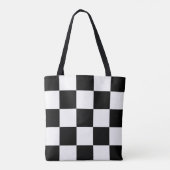 ZWARTE EN WITTE CONTROLEPATROON TOTE BAG (Achterkant)