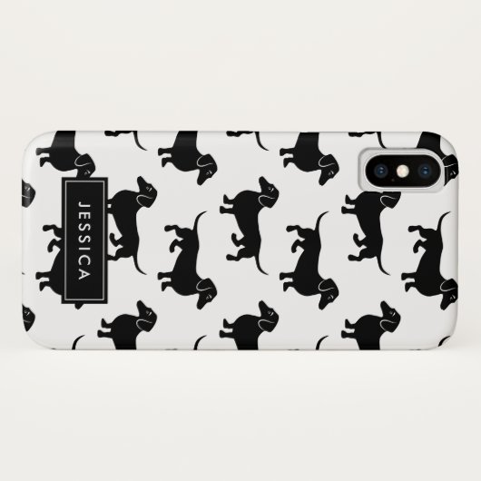 Zwarte en Witte Dachshunds Aangepaste naam Case-Mate iPhone Case (Achterkant (horizontaal))