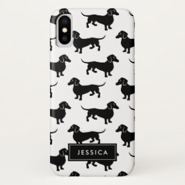 Zwarte en Witte Dachshunds Aangepaste naam Case-Mate iPhone Case