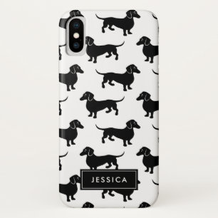 Zwarte en Witte Dachshunds Aangepaste naam Case-Mate iPhone Case