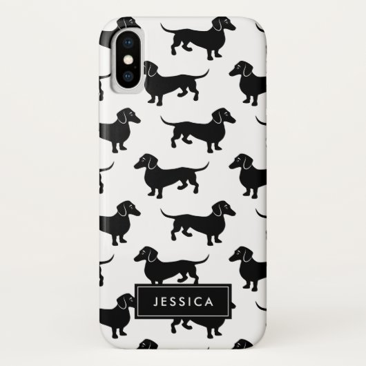 Zwarte en Witte Dachshunds Aangepaste naam Case-Mate iPhone Case (Achterkant)