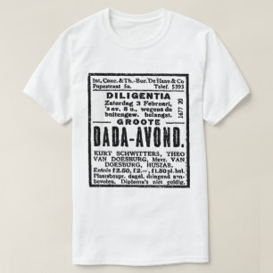 ZWARTE EN WITTE DADA ART NEWSPAPER ADVERT T-SHIRT