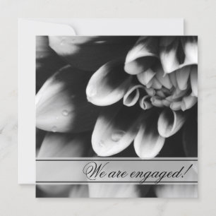 Zwarte en Witte Dahlia Flower Engagement Party Kaart