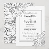 Zwarte en Witte Dahlia Flower Kaart (Voorkant / Achterkant)