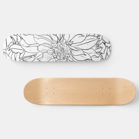 Zwarte en Witte Dahlia Flower Persoonlijk Skateboard (Horizontaal)