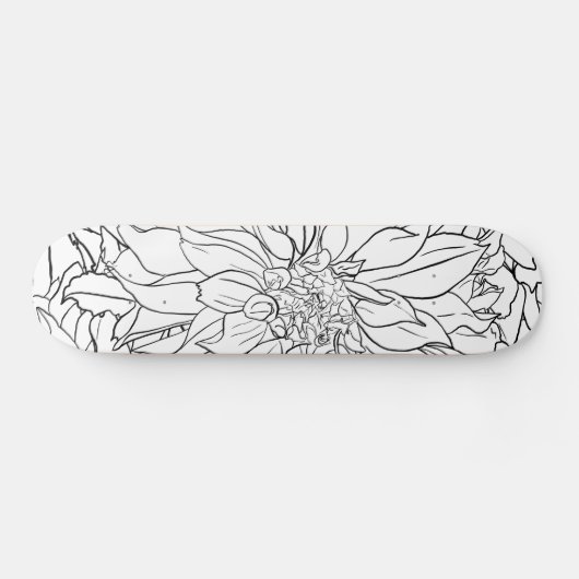 Zwarte en Witte Dahlia Flower Persoonlijk Skateboard (Horizontaal)