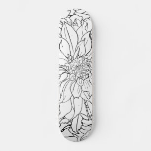 Zwarte en Witte Dahlia Flower Persoonlijk Skateboard