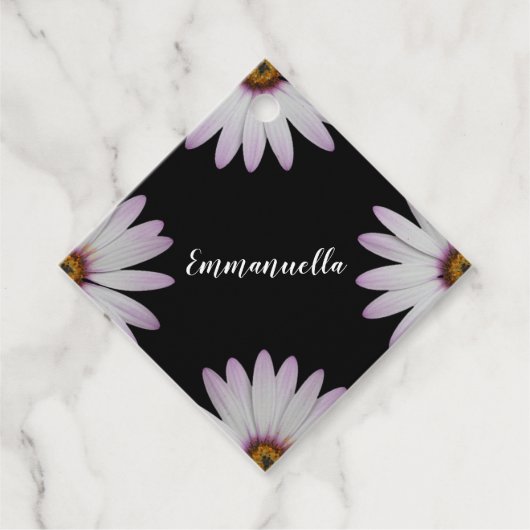 Zwarte en Witte Daisy Bedankjes Labels (Voorkant)
